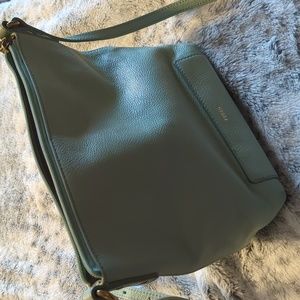 Fossil mint green leather shoulder bag